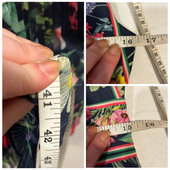 TADASHI SHOJI Olga Navy Floral Midi Dress V-Neck Sleeveless Size 6 flower EUC - Picture 11 of 12